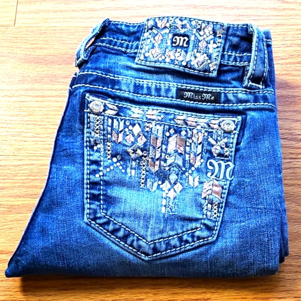 MISS ME PRE-OWNED DENIM JEANS SIGNATURE ANKLE SKINNY WOMEN'S GIRLS 26x24